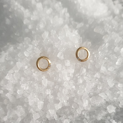 14K/18K עגילי זהב- עיגול ויהלומים