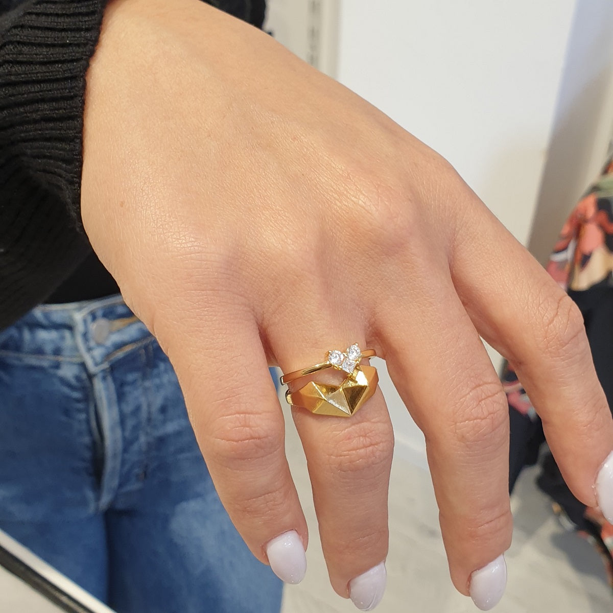 טבעת זהב- GEOMETRIC HEART 14K