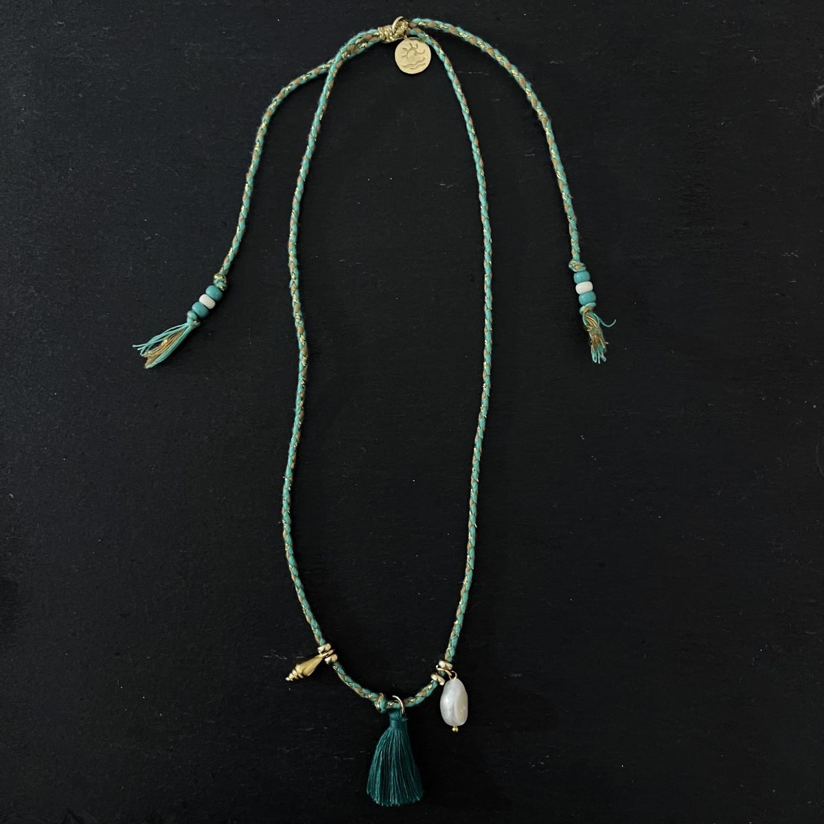 שרשרת פנינה זהב וטורקיז- הוואי