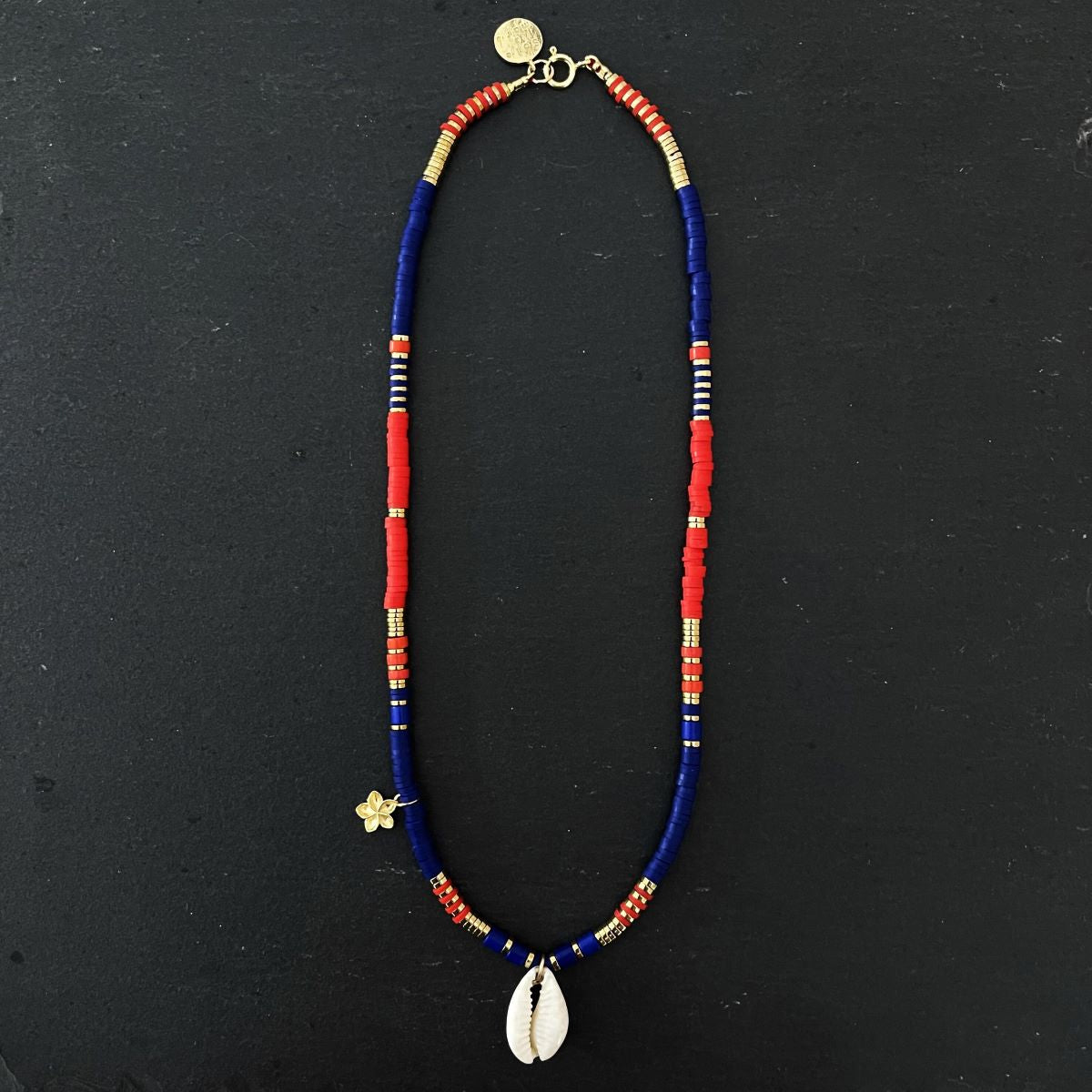 שרשרת זהב כחול ואדום- באלי