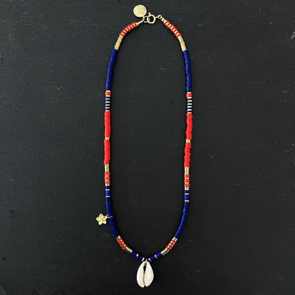 שרשרת זהב כחול ואדום- באלי