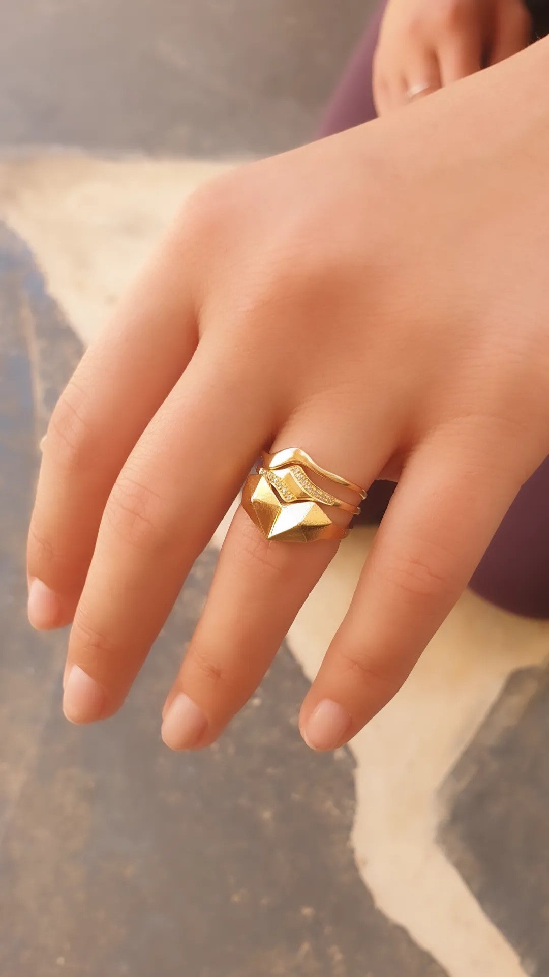 טבעת זהב- GEOMETRIC HEART 14K