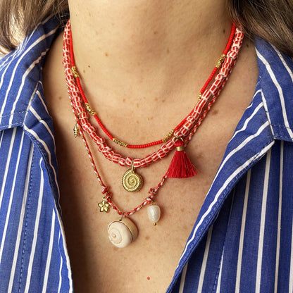 שרשרת זהב ואדום לבן- יוון