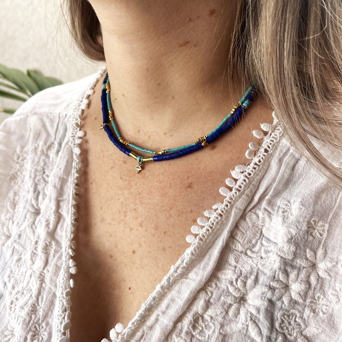 שרשרת זהב כחול וטורקיז- טנריף