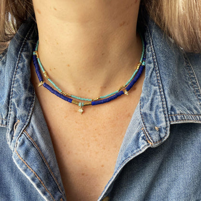 שרשרת זהב כחול וטורקיז- טנריף