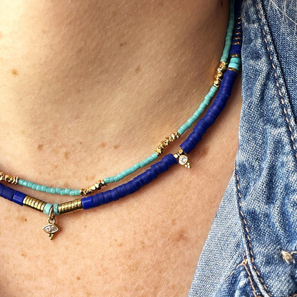 שרשרת זהב כחול וטורקיז- טנריף