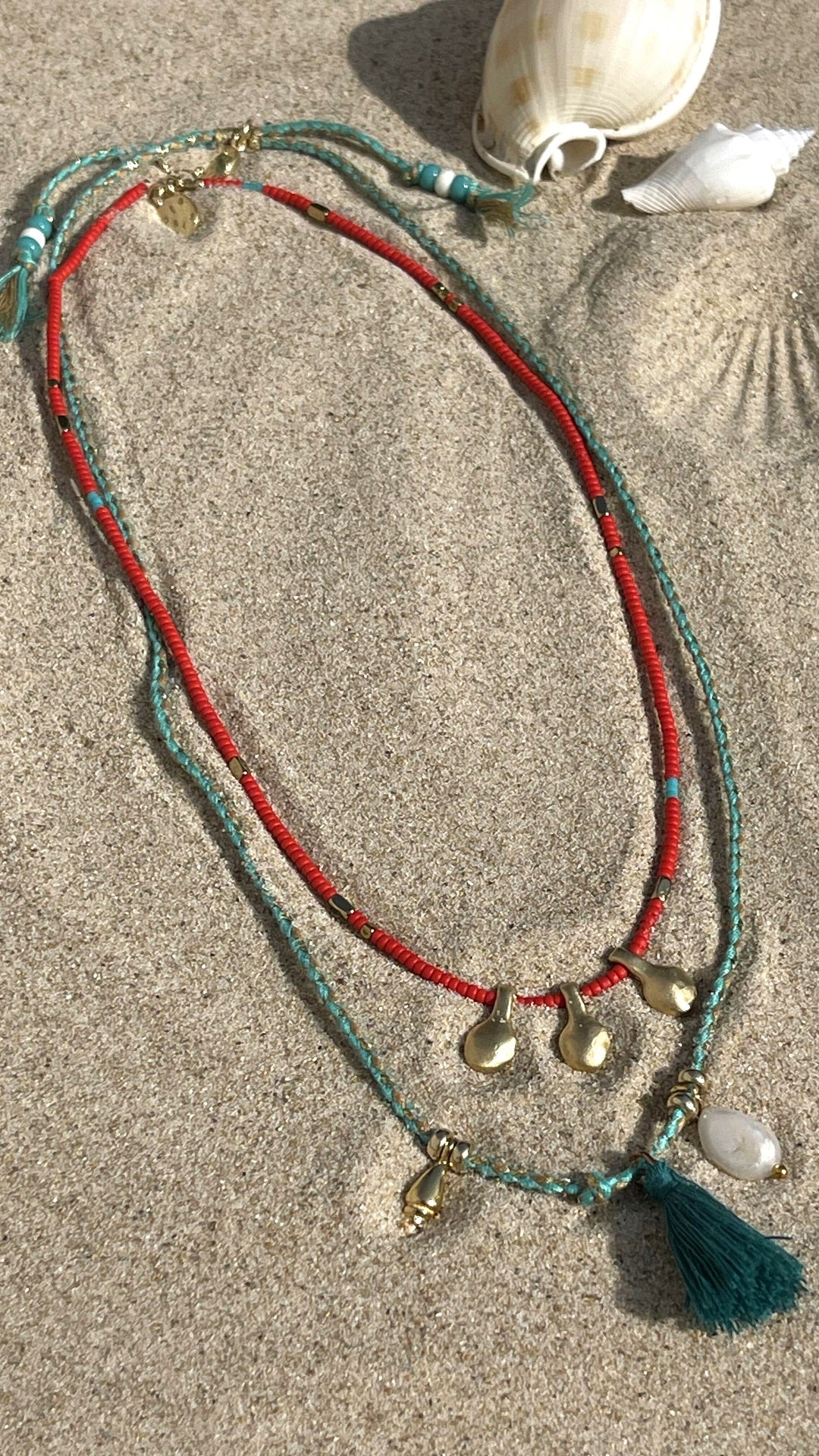 שרשרת פנינה זהב וטורקיז- הוואי