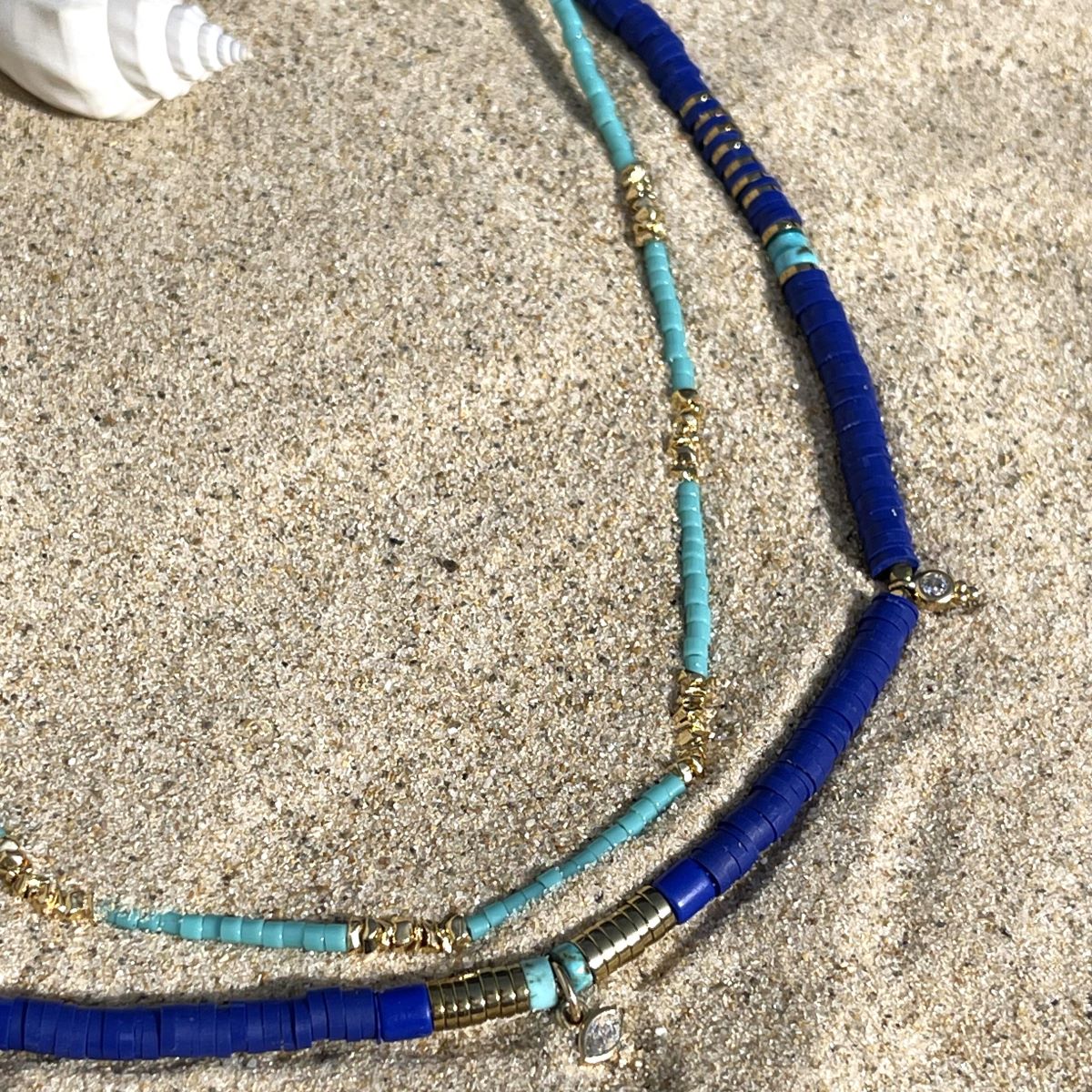 שרשרת זהב כחול וטורקיז- טנריף