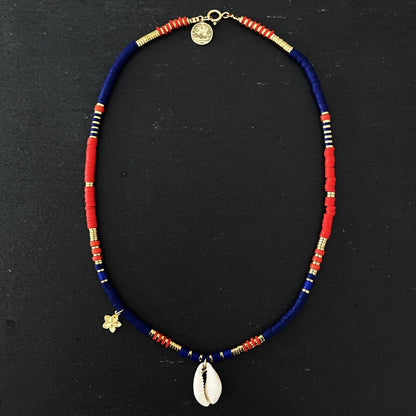 שרשרת זהב כחול ואדום- באלי