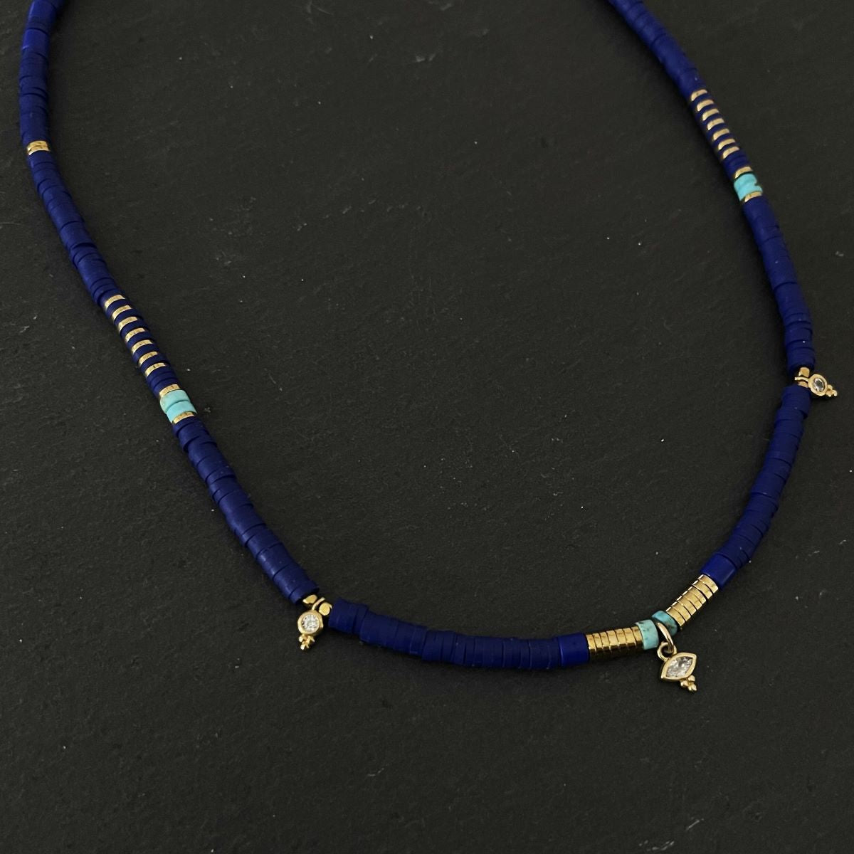 שרשרת זהב כחול וטורקיז- טנריף