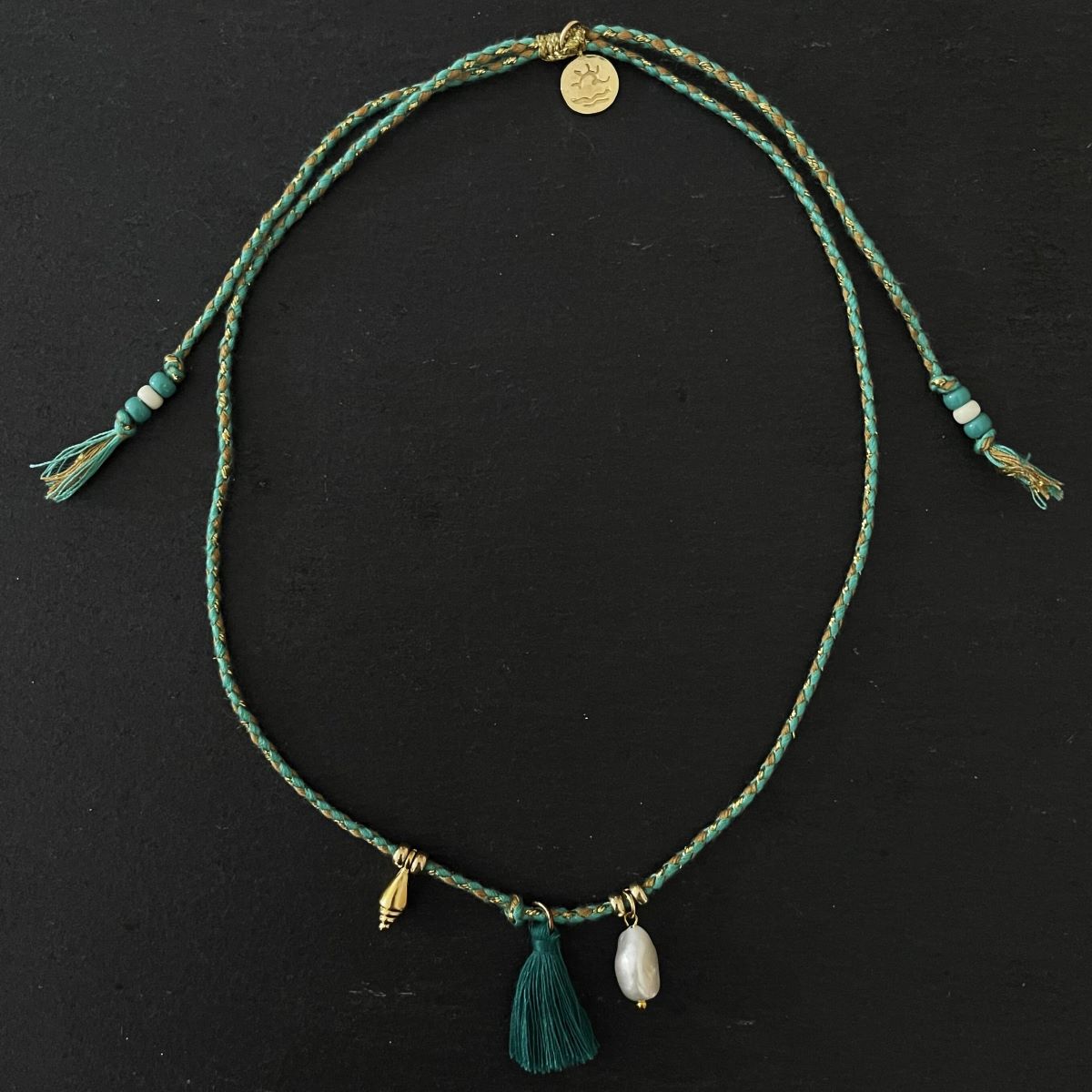 שרשרת פנינה זהב וטורקיז- הוואי