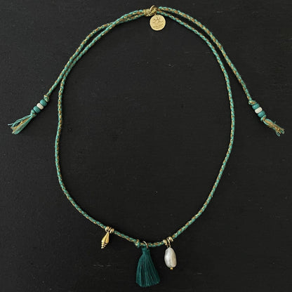 שרשרת פנינה זהב וטורקיז- הוואי